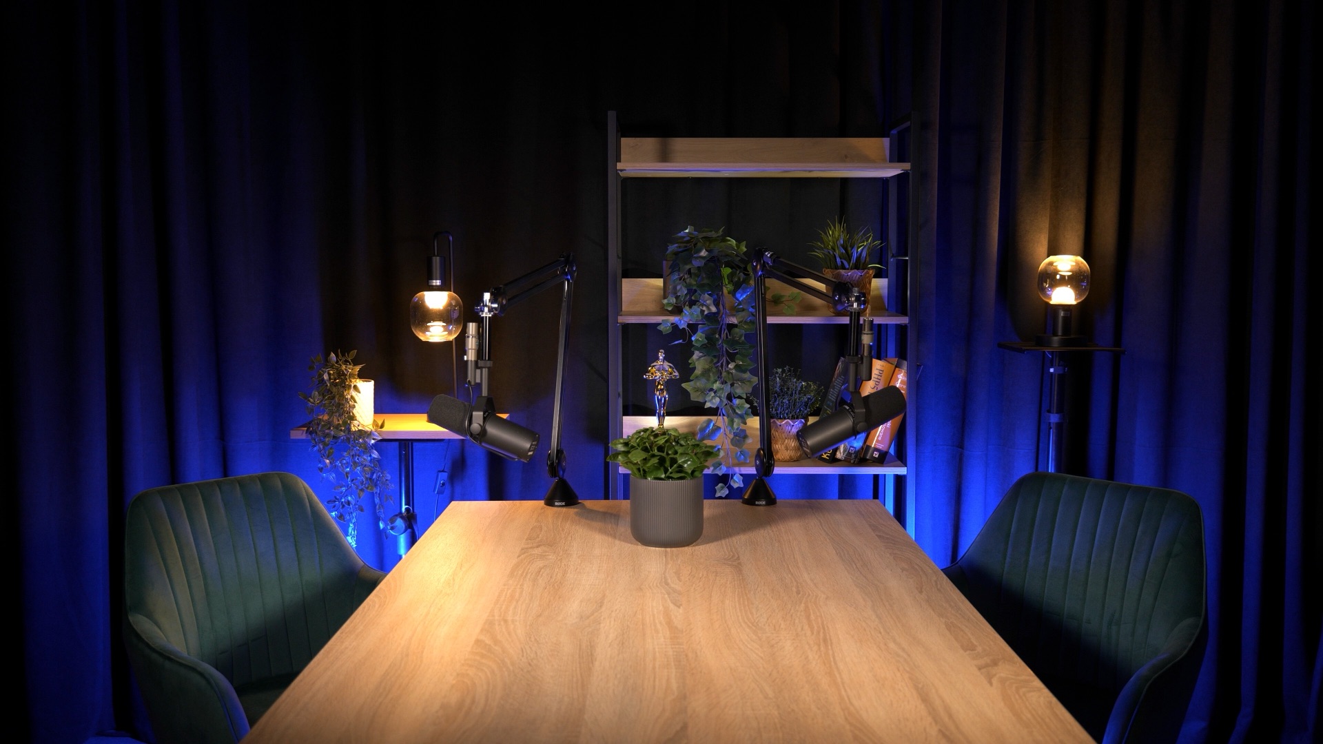 Studio A — oświetlenie niebieskie